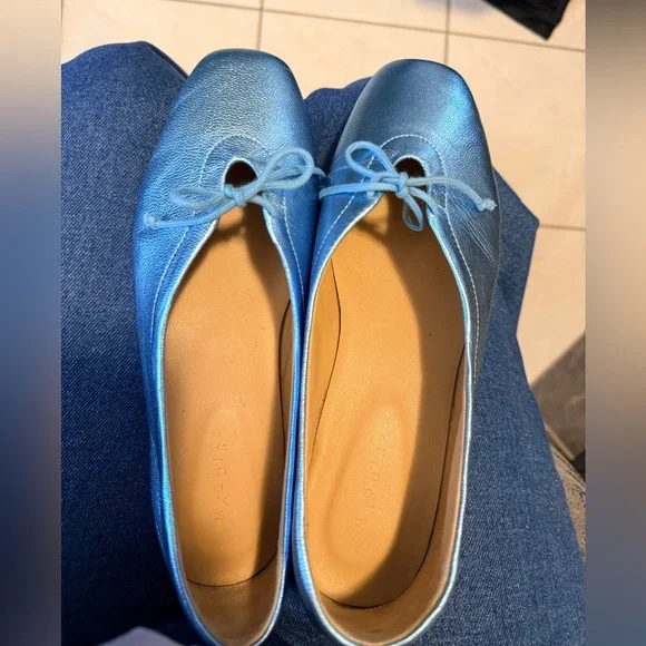 Maguire Metallic Blue Leather Ballet Flats - Picture 5 of 8